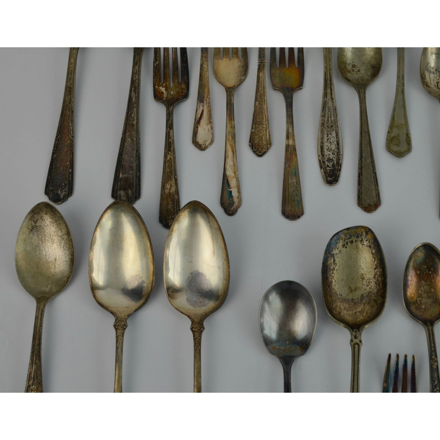 Large Lot 44 Vintage Antique Silverware Flatware Mixed Brands Patterns