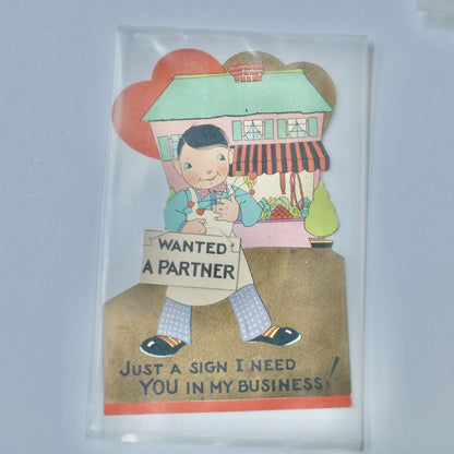 Vintage Valentine's Day Card Wanted A Partner Large Grocer