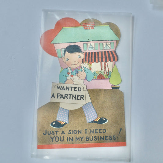 Vintage Valentine's Day Card Wanted A Partner Large Grocer