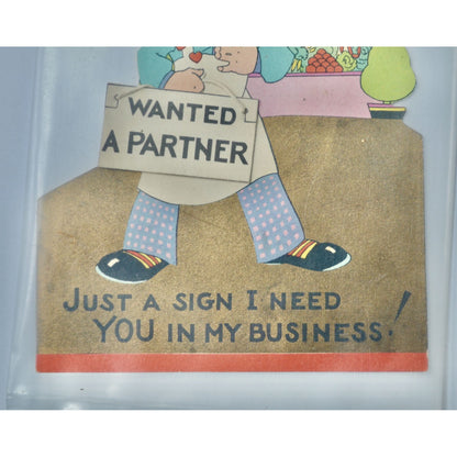 Vintage Valentine's Day Card Wanted A Partner Large Grocer