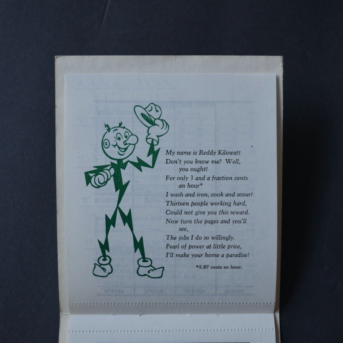 Reddy Kilowatt Colorado Bridge Score Book Used