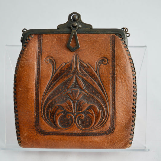 Vintage Tooled Leather Edwardian Purse
