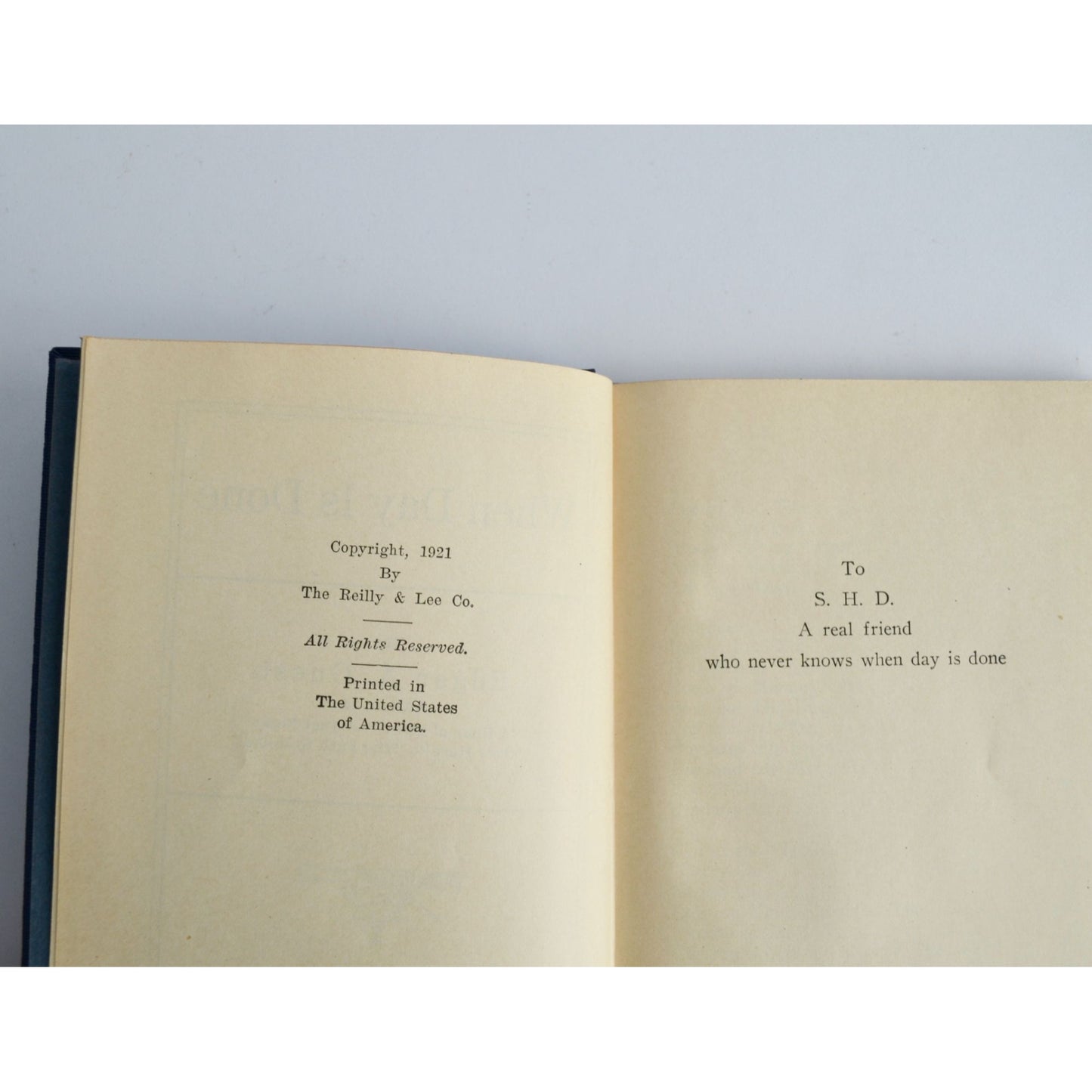 When Day is Done Edgar A Guest 1921 Hardcover Antique Book