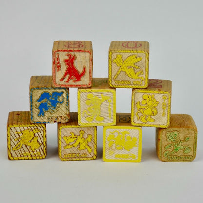 Vintage Disney Wooden Alphabet Blocks Set of 9