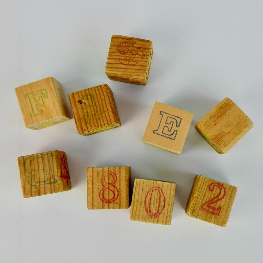 Vintage Disney Wooden Alphabet Blocks Set of 9