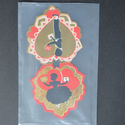 Vintage Valentine Card Heart Die Cut Boy Girl You're Mine My Love