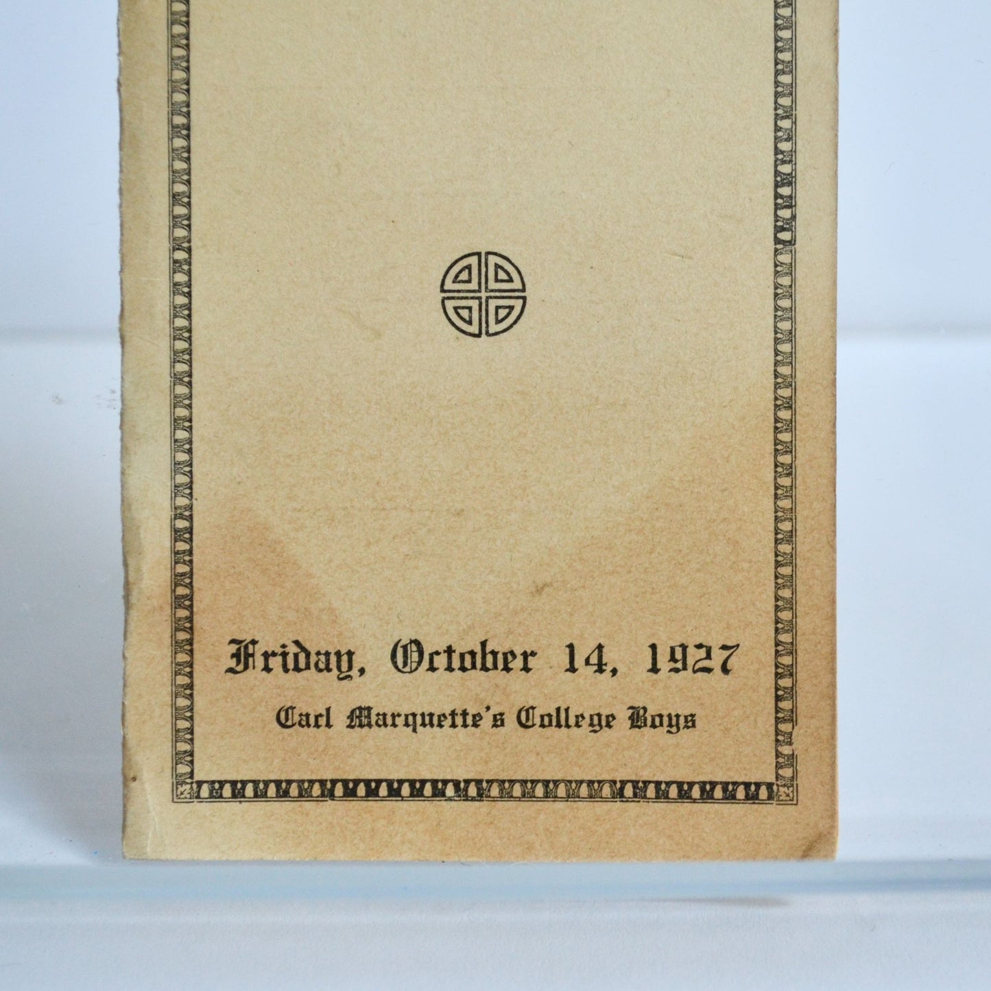 1927 Carl Marquette's College Boys Mother's & Dad's Day Frolic Dance Card