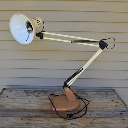 Vintage Articulated Desk Lamp Brown Industrial 2 Swing-Arms Architect Drafting
