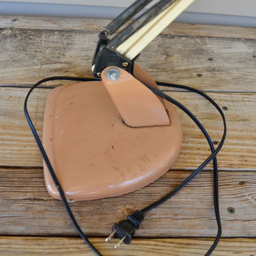 Vintage Articulated Desk Lamp Brown Industrial 2 Swing-Arms Architect Drafting