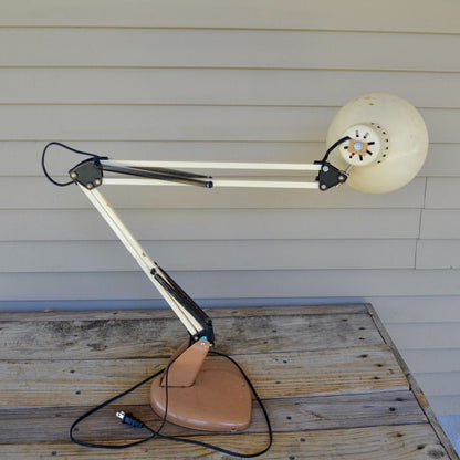 Vintage Articulated Desk Lamp Brown Industrial 2 Swing-Arms Architect Drafting