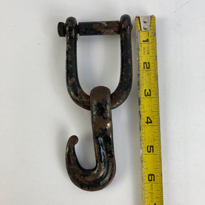 Vintage Cast Iron Hook w/ Clevis Hanging Antique Black