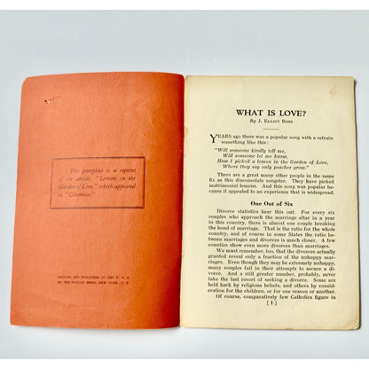 What is Love The Paulist Press Vintage J. Elliot Ross Book