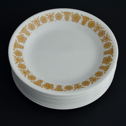 Corelle Butterfly Gold Salad Dessert Plates 6.75" Diameter Lot of 14 Vintage