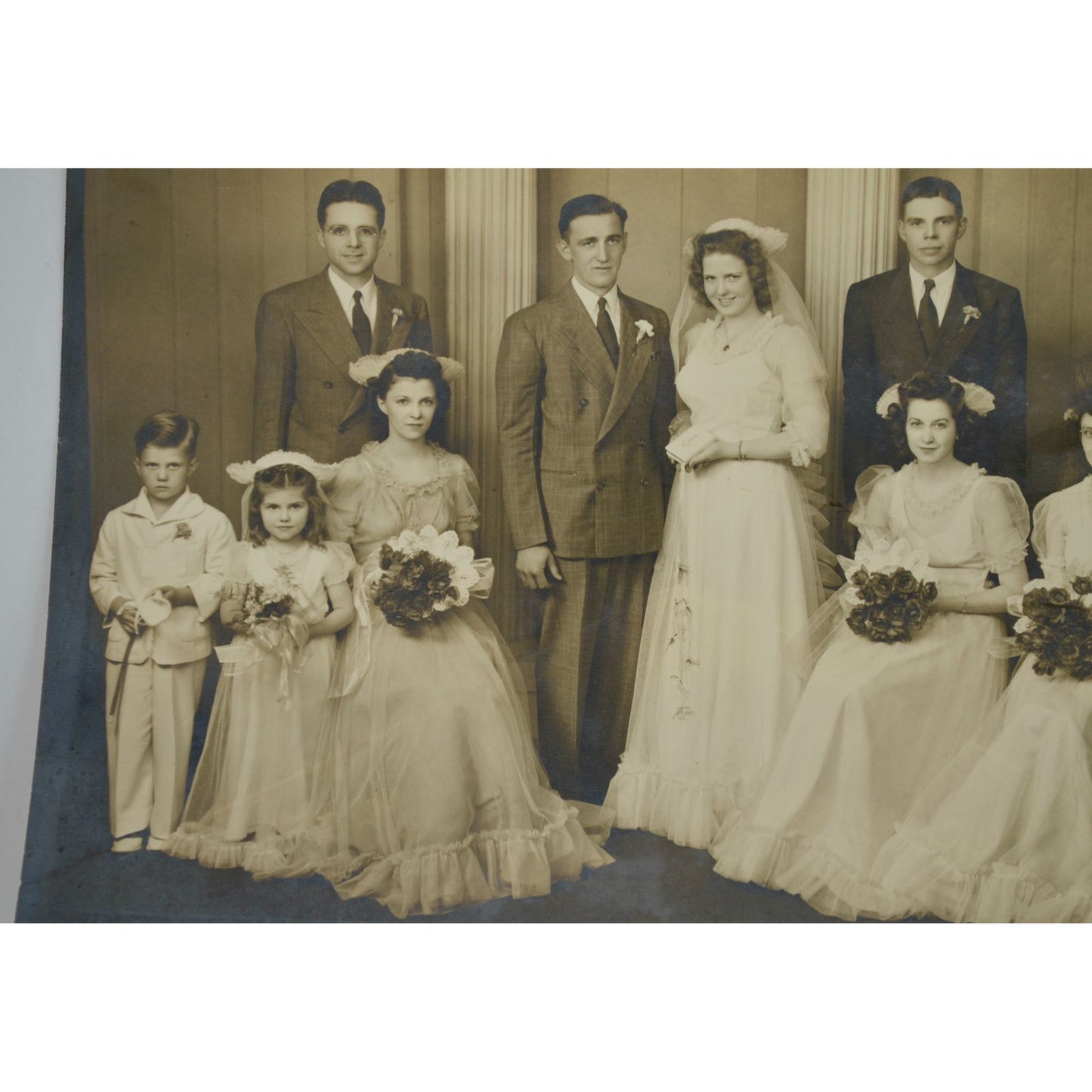 Vintage 8 x 10" Black & White Wedding Party Photograph 1940s or 1950s