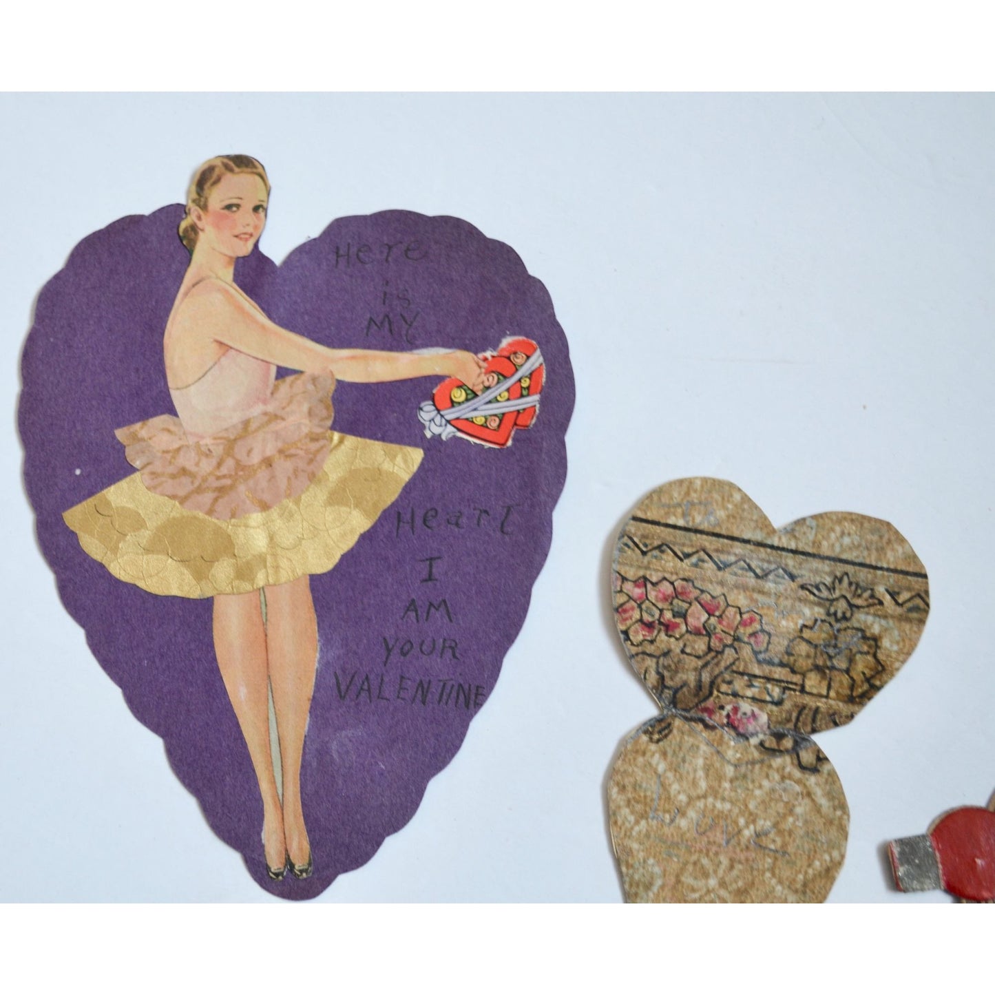 1930s Vintage HANDMADE OOAK Valentine Cards Unique Lot #1