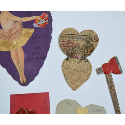 1930s Vintage HANDMADE OOAK Valentine Cards Unique Lot #1