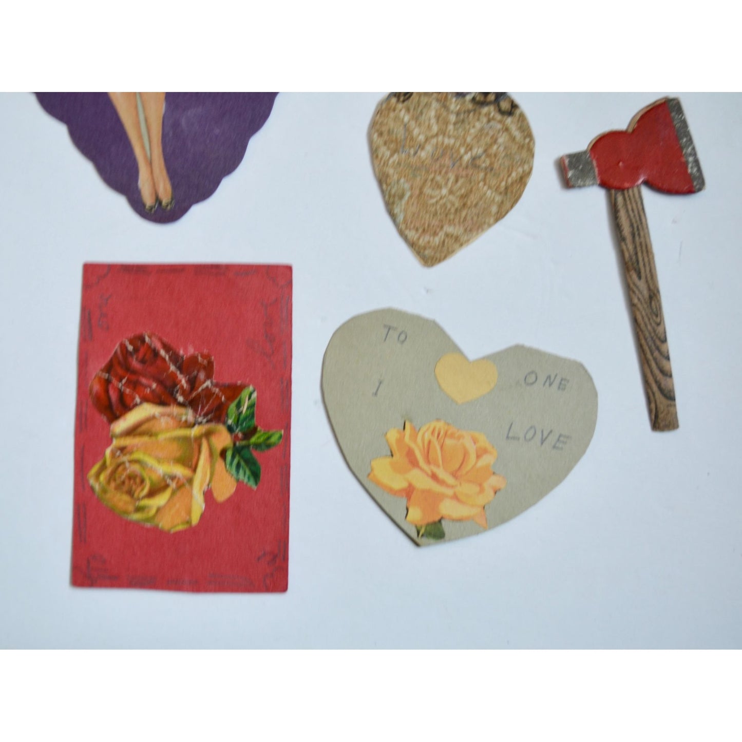 1930s Vintage HANDMADE OOAK Valentine Cards Unique Lot #1