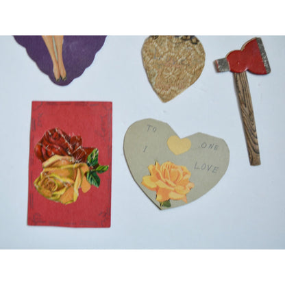 1930s Vintage HANDMADE OOAK Valentine Cards Unique Lot #1