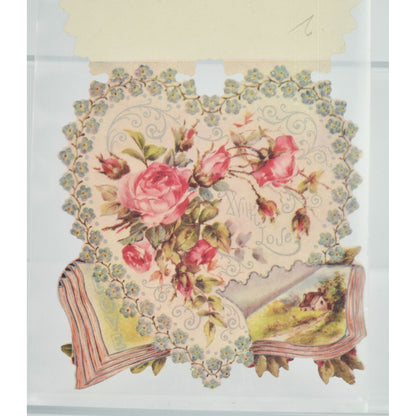 Vintage Valentine's Day Card Floral Heart With Love