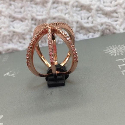 New Fleur Rose Gold Criss Cross Ring Size 7