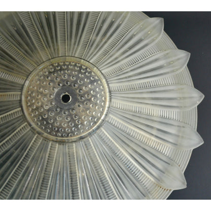 Art Deco Sunflower Glass Ceiling Shade Vintage White Frosted 14" Restoration