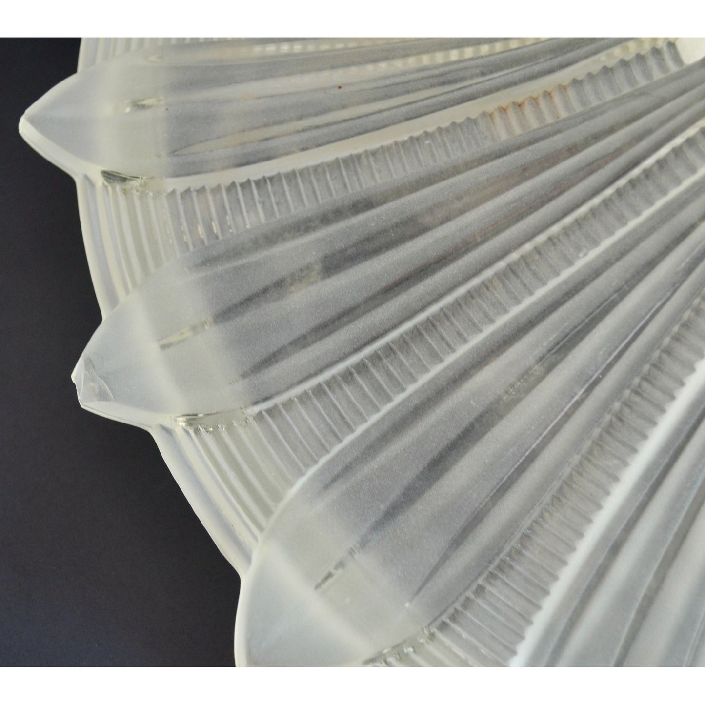 Art Deco Sunflower Glass Ceiling Shade Vintage White Frosted 14" Restoration