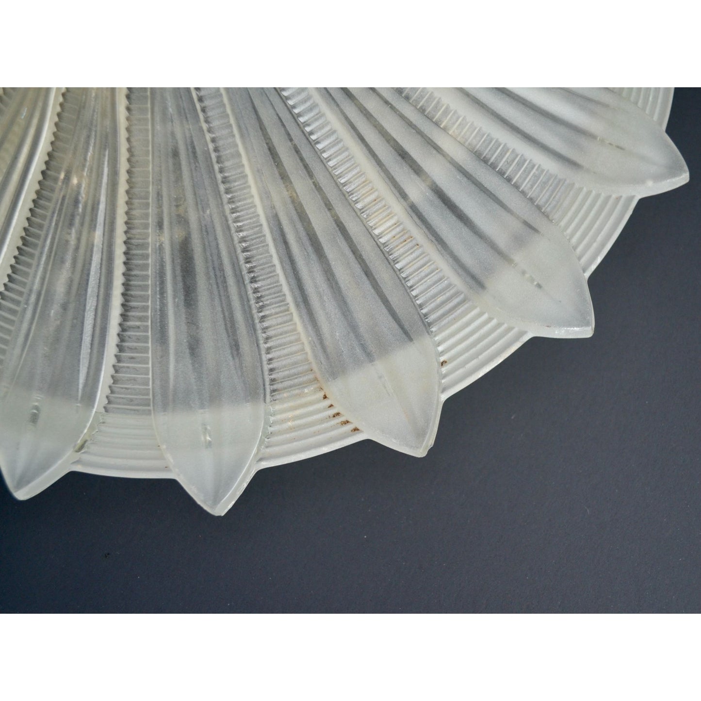 Art Deco Sunflower Glass Ceiling Shade Vintage White Frosted 14" Restoration