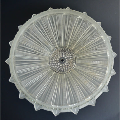 Art Deco Sunflower Glass Ceiling Shade Vintage White Frosted 14" Restoration
