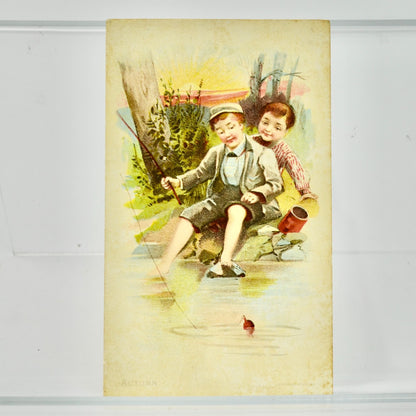Fleischmann & Co. Antique Victorian Trading Card Boys Fishing