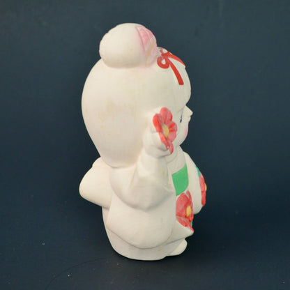 Japanese Hakata Bisque Geisha Doll In Pink Kimono Flowers Keep World Green