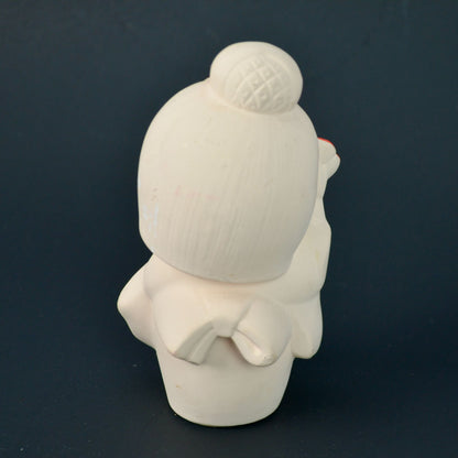 Japanese Hakata Bisque Geisha Doll In Pink Kimono Flowers Keep World Green