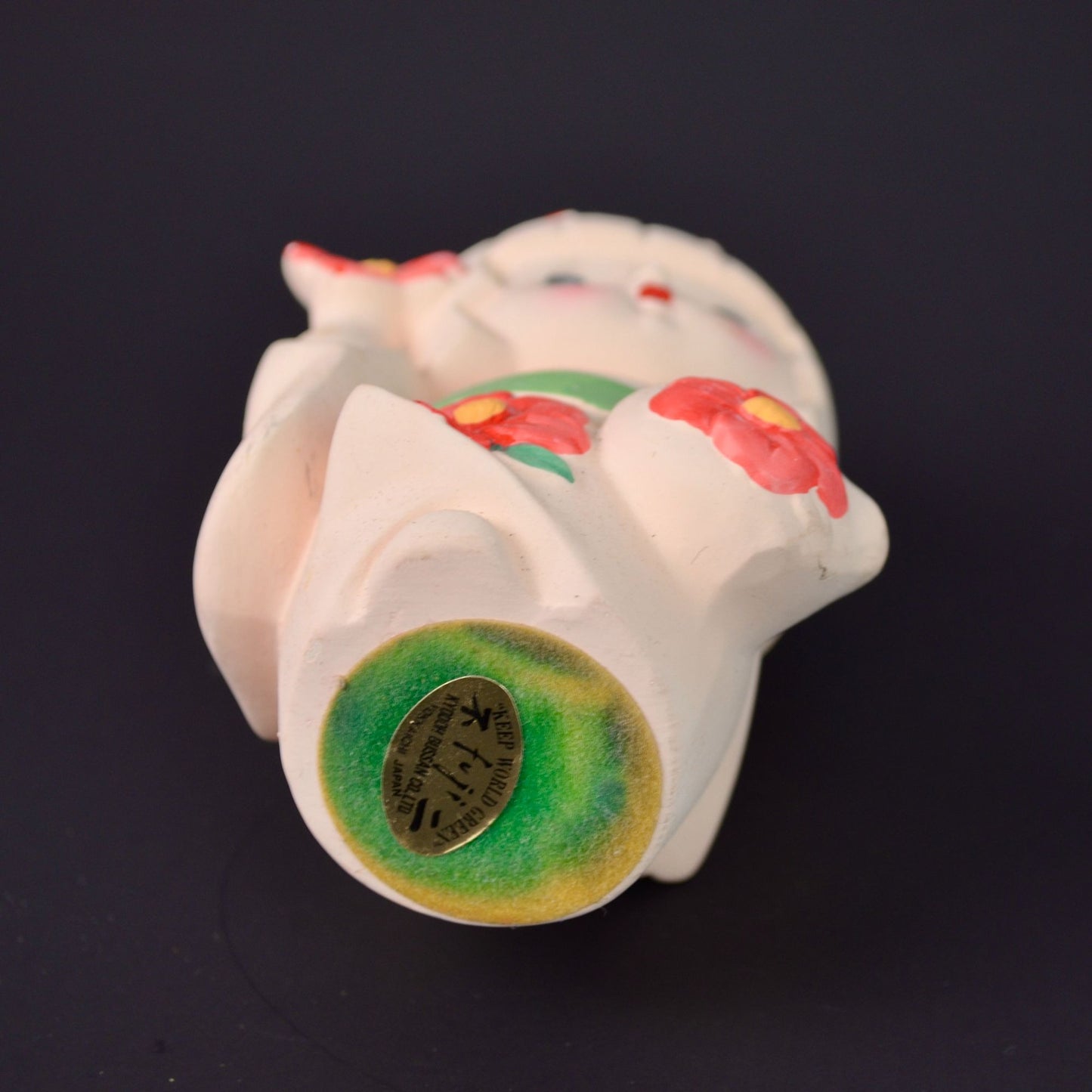 Japanese Hakata Bisque Geisha Doll In Pink Kimono Flowers Keep World Green