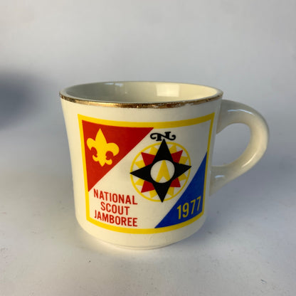 1977 National Scout Jamboree Boy Scouts of America Gold Rim Vintage Mug