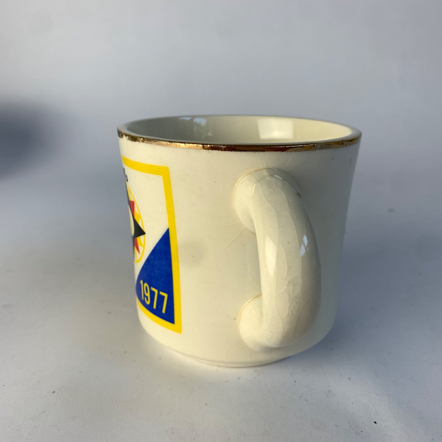 1977 National Scout Jamboree Boy Scouts of America Gold Rim Vintage Mug