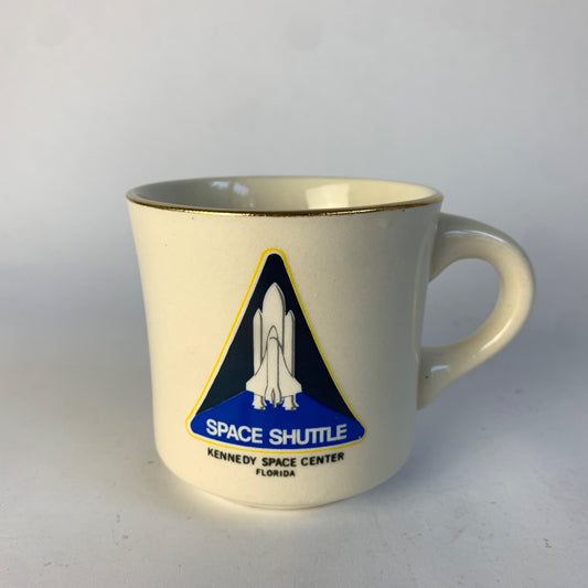 Vintage Kennedy Space Center Shuttle Florida Coffee Mug Gold Rim