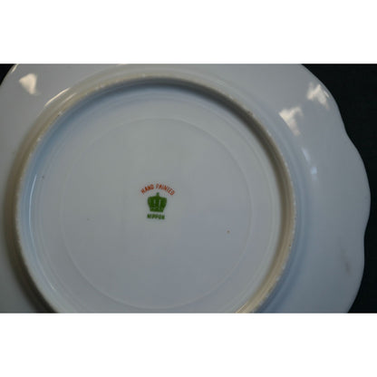 Nippon Handpainted Floral Dessert Plates Set of 6 Gold Trim
