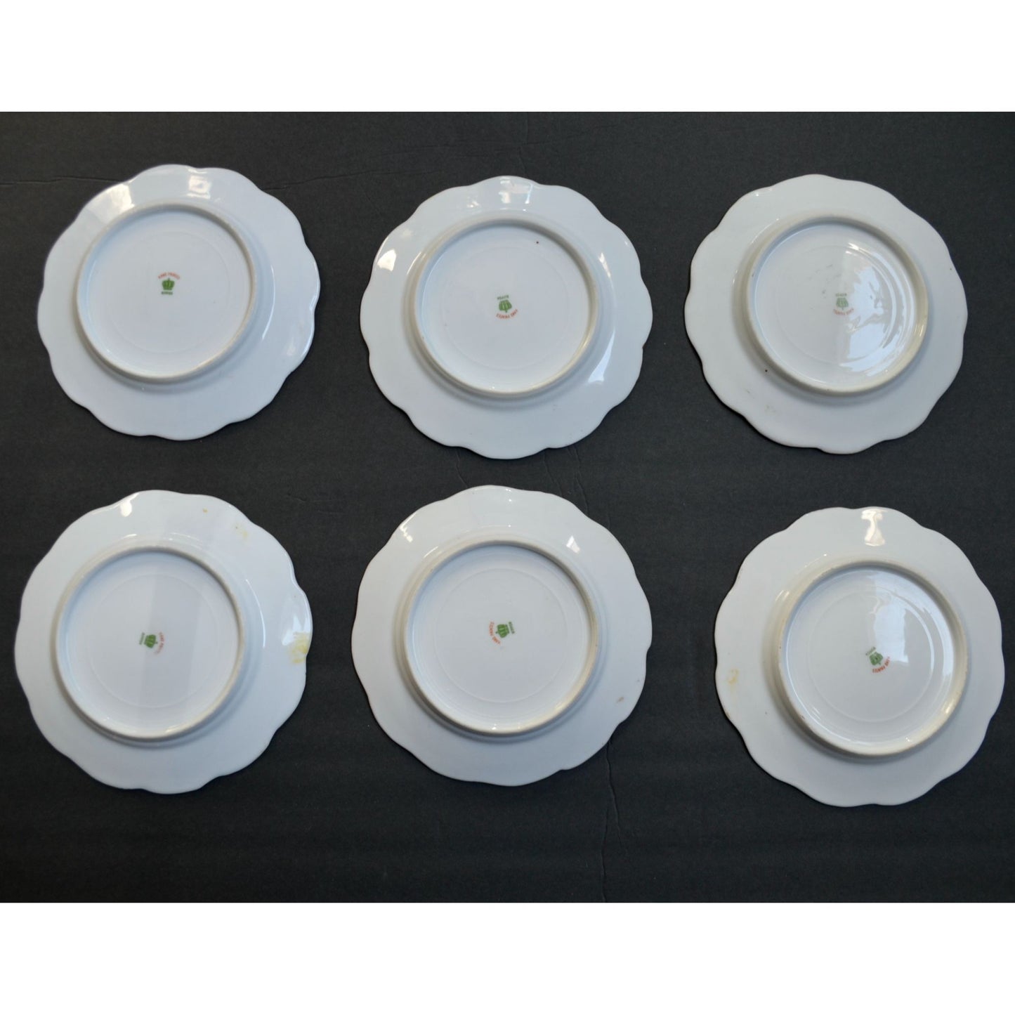 Nippon Handpainted Floral Dessert Plates Set of 6 Gold Trim