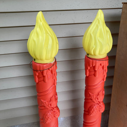 Vintage Pair Poloron Candle Blow Molds w/ Original Box Christmas Candlesticks