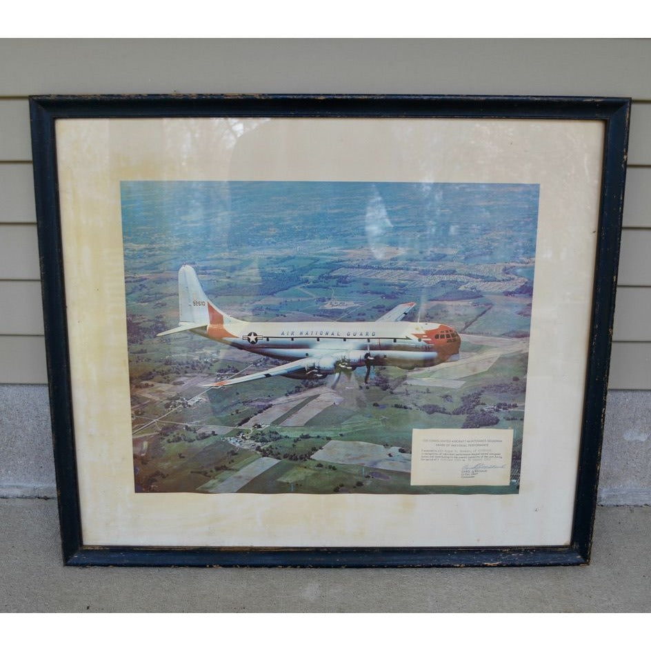 Vintage 1960's Air National Guard Framed Print Boeing C-97A Stratofreighter