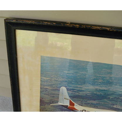 Vintage 1960's Air National Guard Framed Print Boeing C-97A Stratofreighter