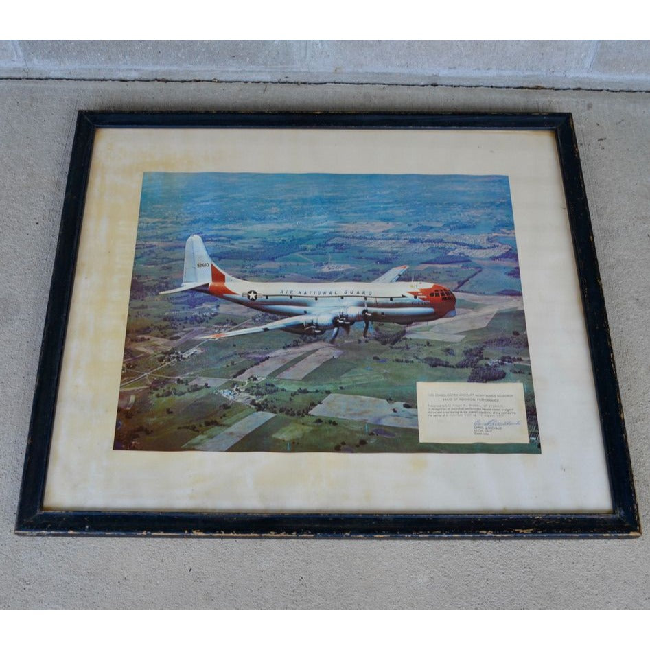 Vintage 1960's Air National Guard Framed Print Boeing C-97A Stratofreighter