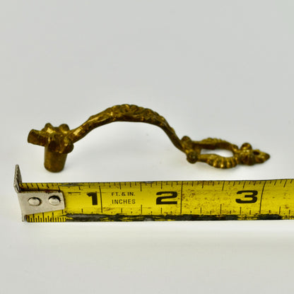 Vintage Brass Drawer Pull Handle Antique Keyhole Escutcheon Finger Pull