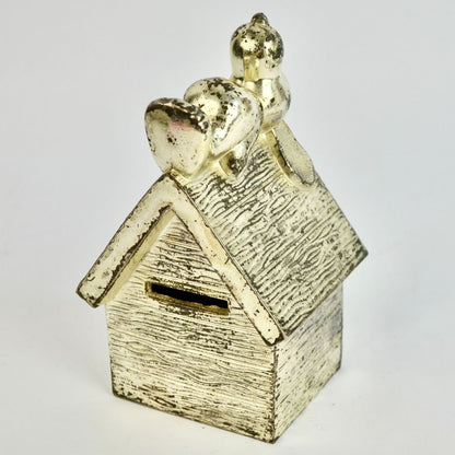 Leonard Snoopy Vintage Silver Plated Piggy Money Bank