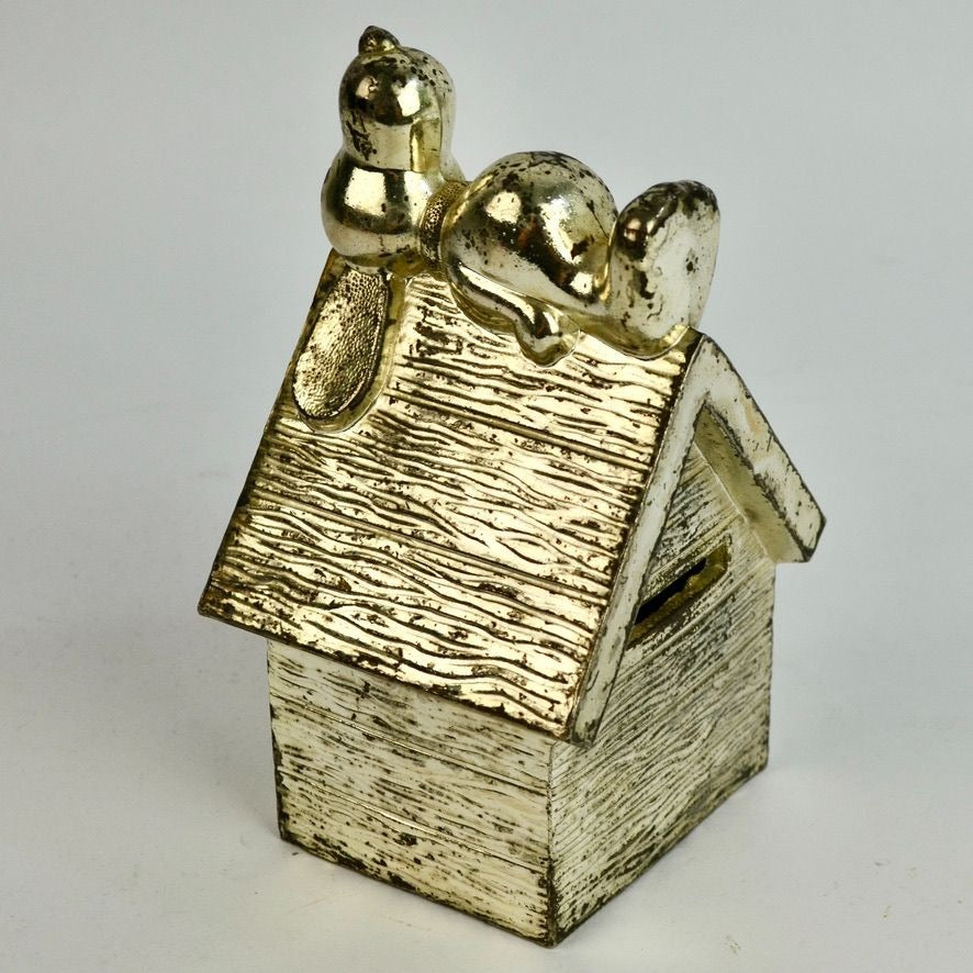 Leonard Snoopy Vintage Silver Plated Piggy Money Bank