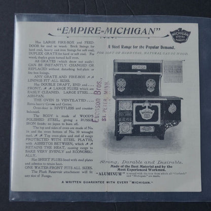 The Michigan Stove Company Victorian Trading Card Folding