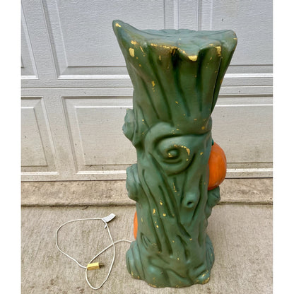 Vintage Halloween Blow Mold Spooky Tree Lighted w/ Face Pumpkin J-O-L WORKS