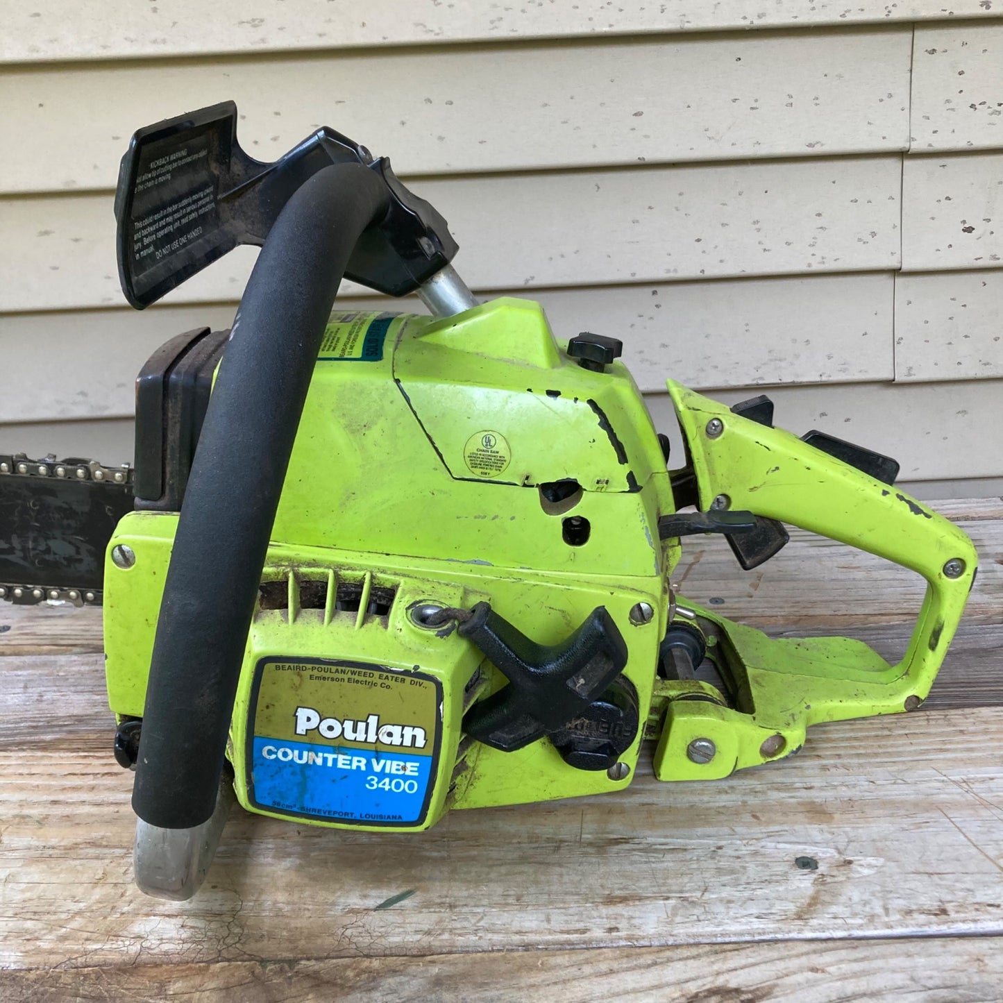 Vintage Poulan Counter Vibe 3400 Chainsaw w/ 16" Bar & Chain FOR PARTS OR REPAIR