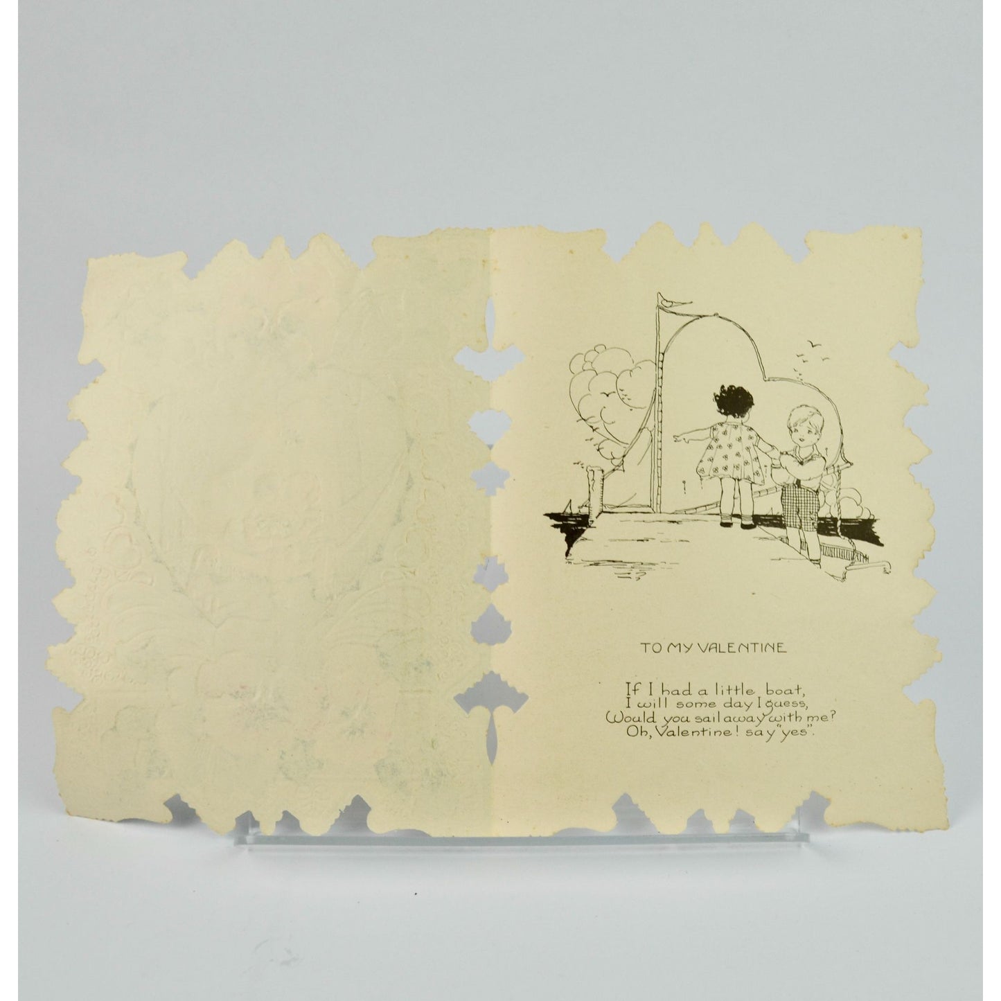 Vintage Valentine Card Lace Front Boy Girl Hammock