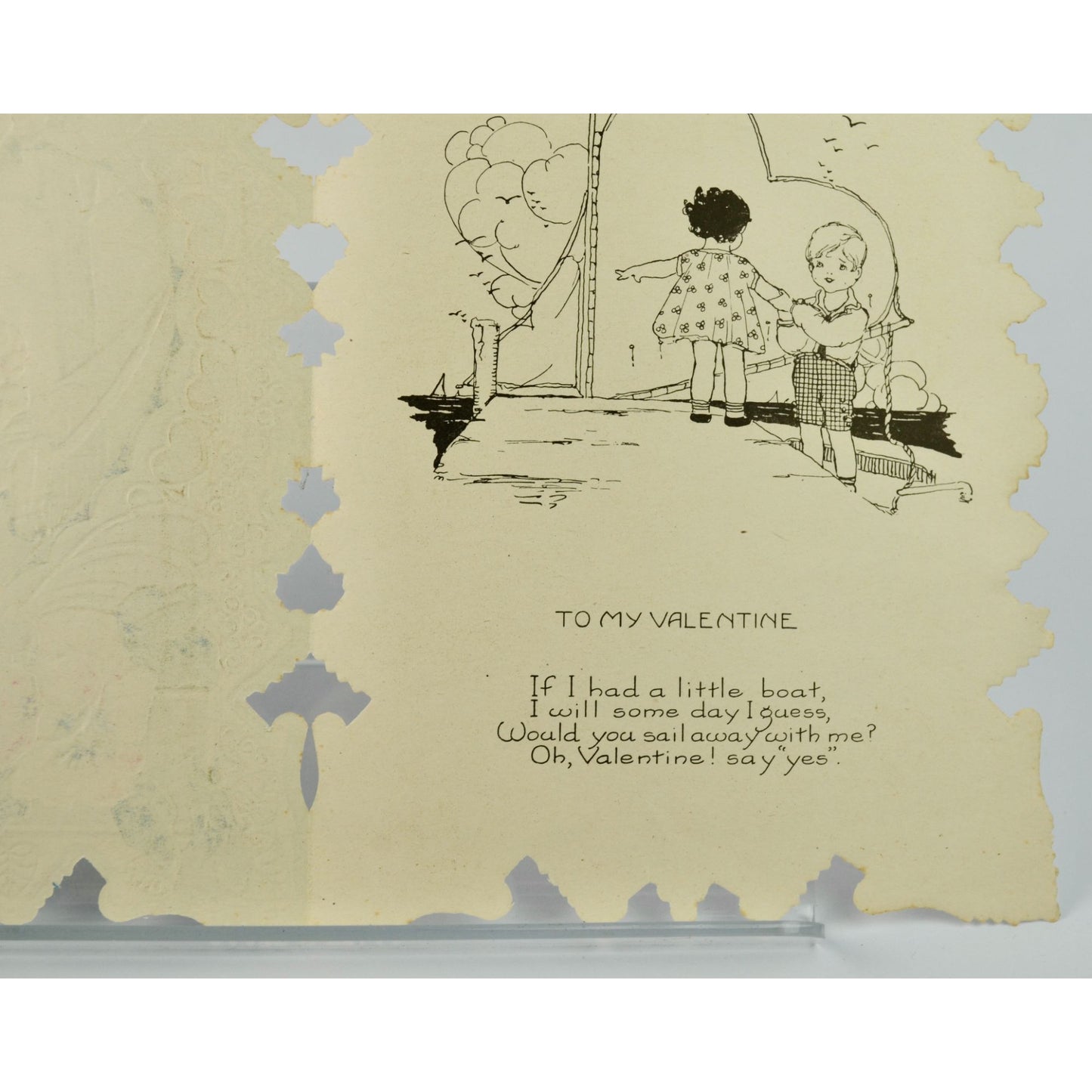 Vintage Valentine Card Lace Front Boy Girl Hammock