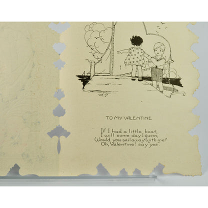 Vintage Valentine Card Lace Front Boy Girl Hammock